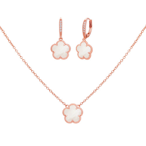 Jankuo 3-Piece 14K Rosegoldplated Brass Mother Of Pearl Necklace, Earring & Bracelet Set