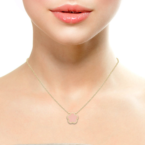 JanKuo Flower 3-Piece 14K Goldplated Blush Pink Necklace, Bracelet & Studs Set