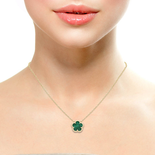 Copy of JanKuo Flower 3-Piece 14K Goldplated Emerald Necklace, Bracelet & Studs Set