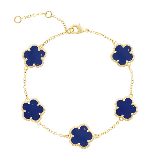 Jankuo 3-Piece 14K Dark Sapphire Brass Mother Of Pearl Necklace, Earring & Bracelet Set