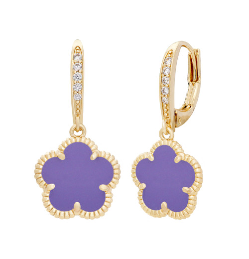 JanKuo Rhodium/Gold plated Flower Drop Earrings
