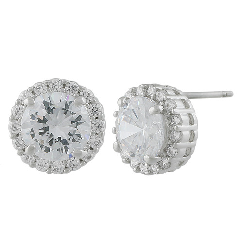 JanKuo Pave Solitaire Round Stud Earrings