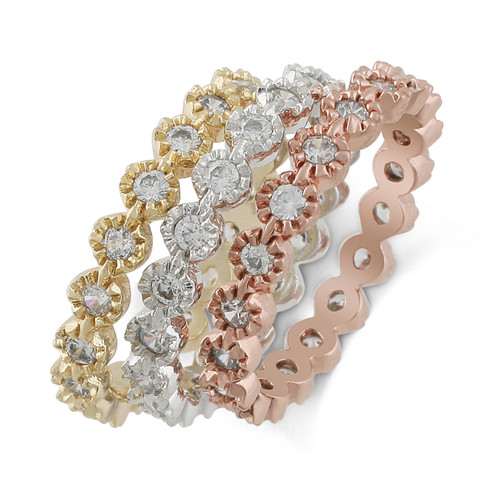 JanKuo C.Z. Stack Halo Round Multiple Colors Band Ring
