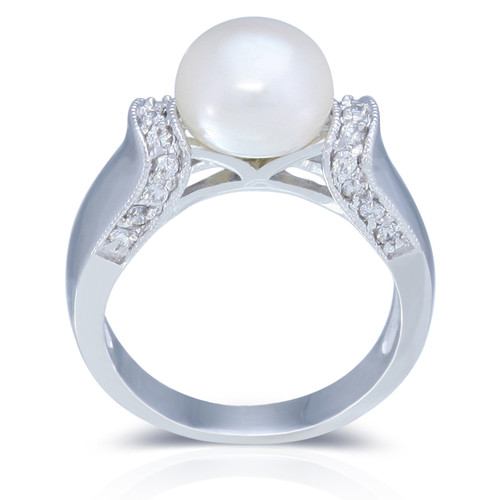 JanKuo C.Z. Solitaire Pearl Statement Ring