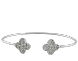 ●tow tow archive● Full Clover Bracelet White TBH42CDTB005 JanKuo Clover C.Z. Multi-Color Cuff