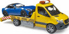 MB Sprinter car transporter with light & sound module and BRUDER roadster 1