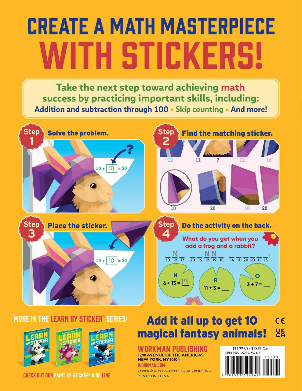 Learn by Sticker: More Addition & Subtraction: Use Math to Create 10 Fantasy Animals! 2