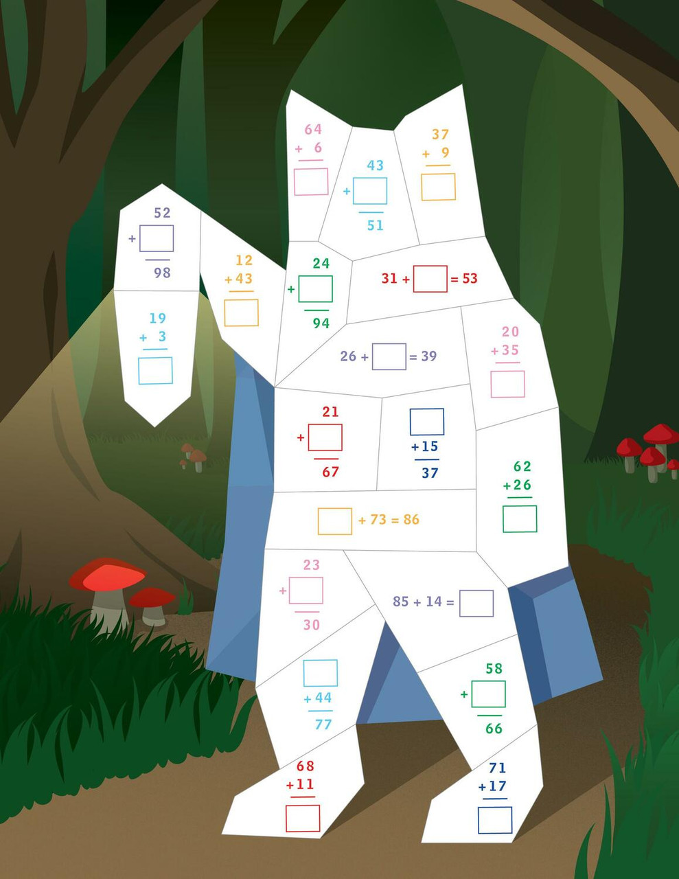 Learn by Sticker: More Addition & Subtraction: Use Math to Create 10 Fantasy Animals! 4