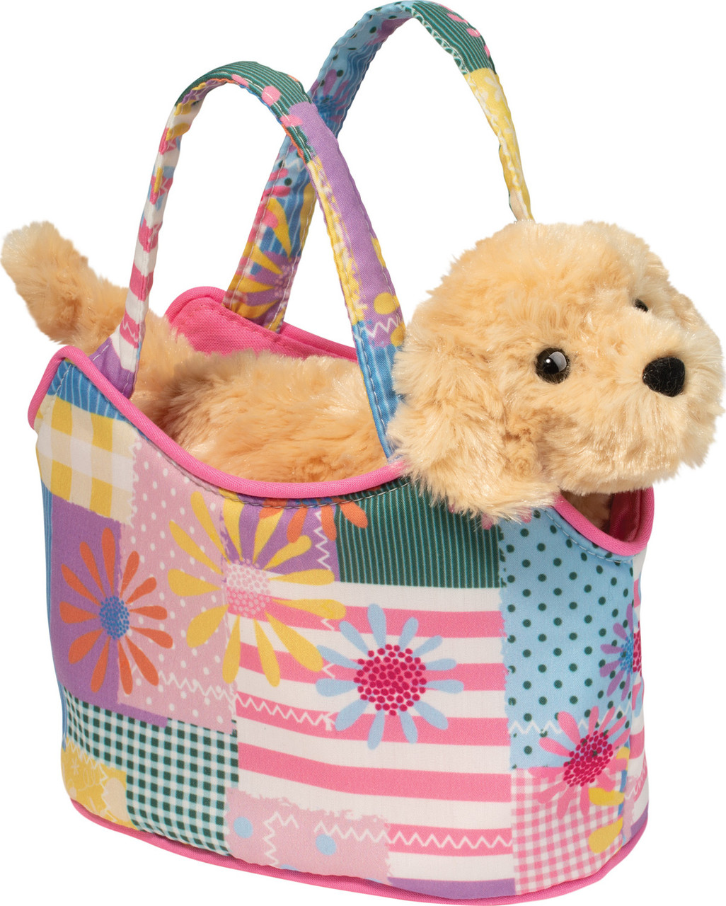 Patchwork Floral Sassy Sak with Golden Retriever 1