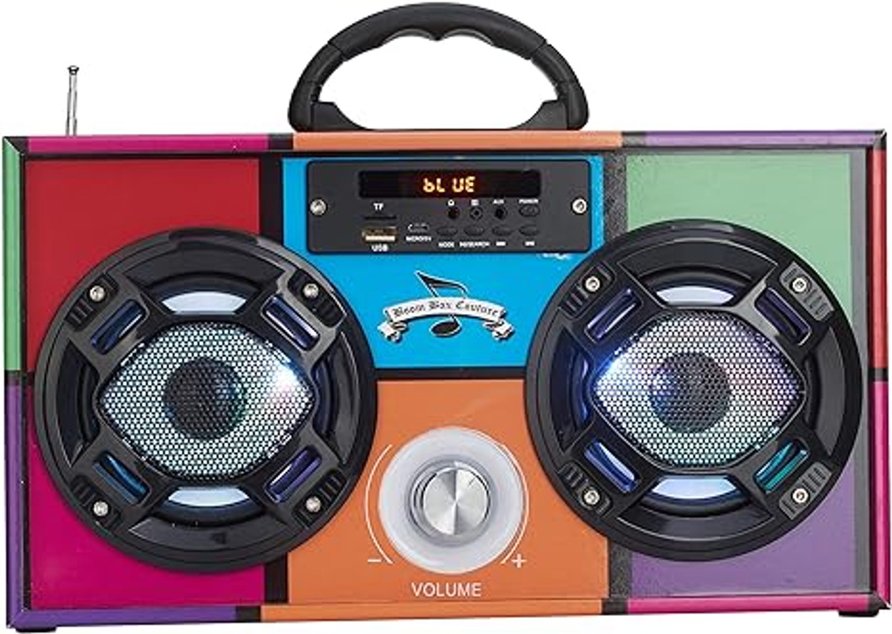 Retro Boom Box Fm Radio With Led Speakers