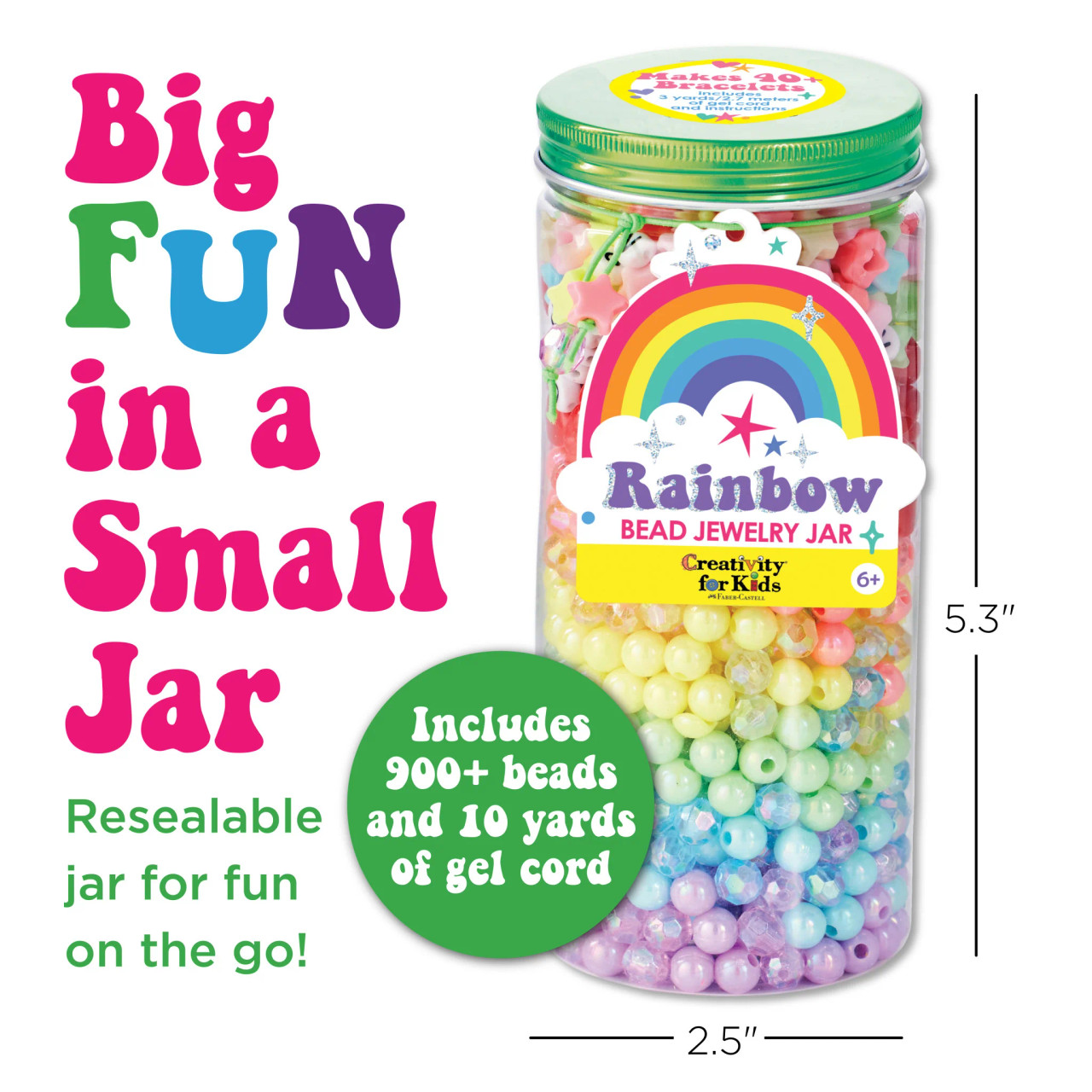 Rainbow Bead Jar Green