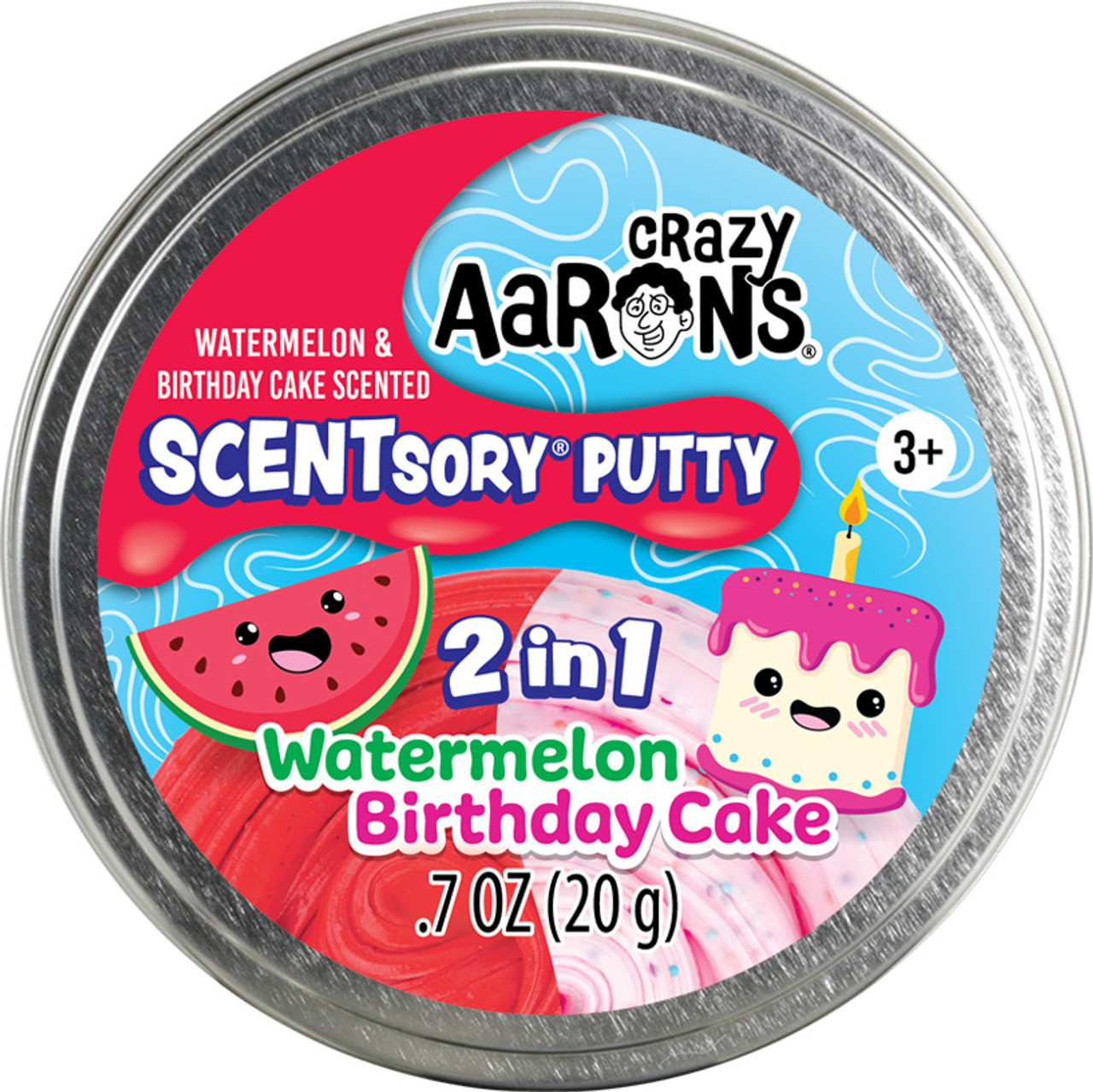 Scentsory Duos Watermelon/Birthday Cake - 2.75\" Thinking Putty Tin 1