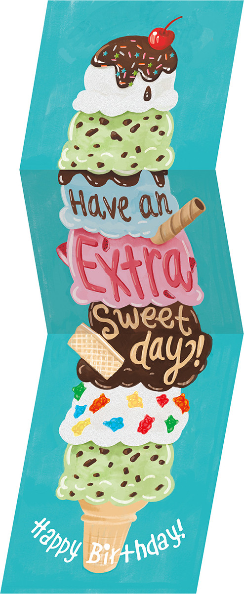 Ice Cream Glitter Tall Tri-fold Card 1