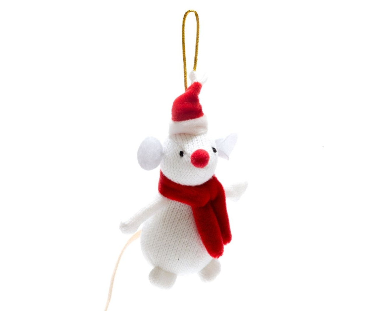Knitted White Mouse Ornament