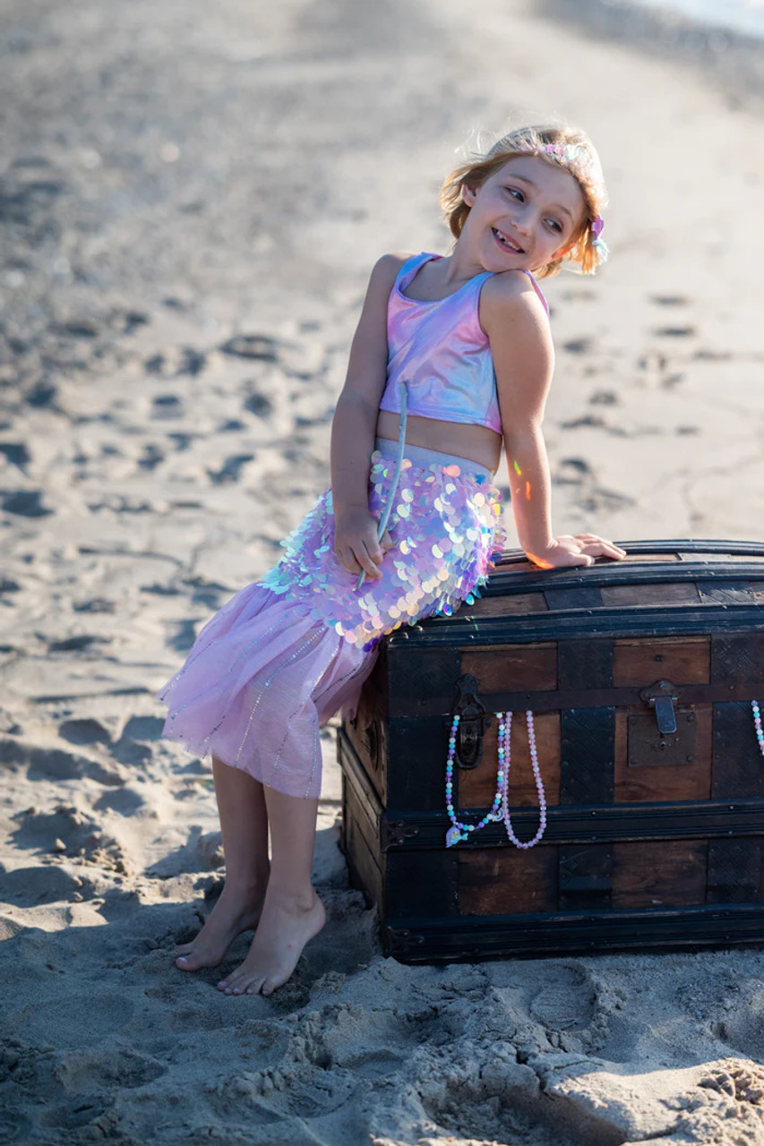 Bling Bling Mermaid Skirt & Hairclip Set Pink  Size 4-6