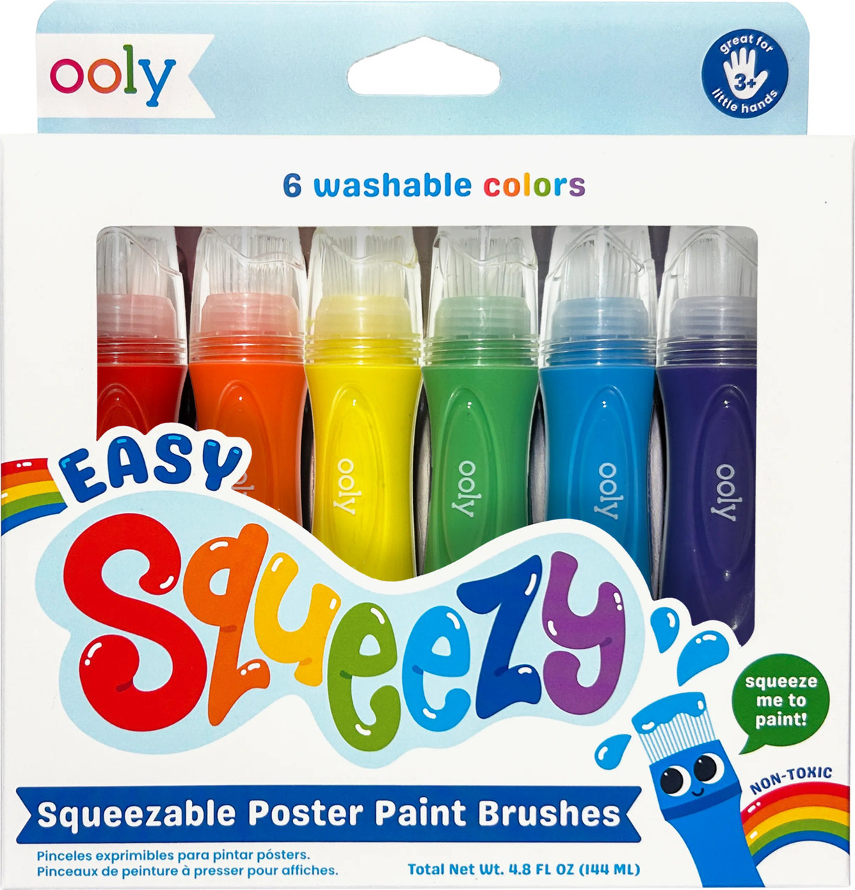 Easy Squeezy Squeezable Poster Paint Brushes - Set of 6 1