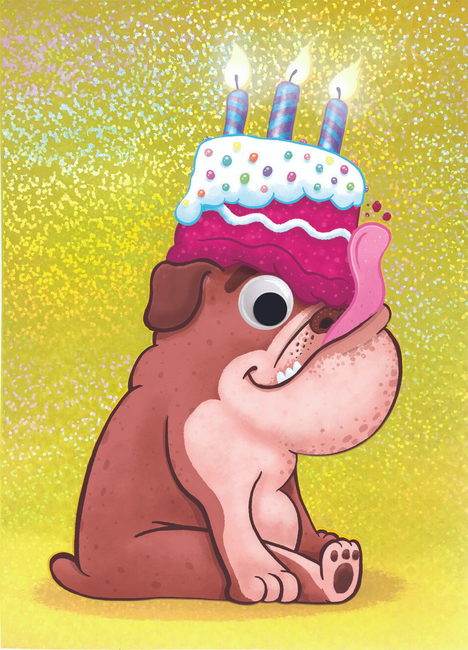 Bulldog Googly Eyes Birthday Card 1