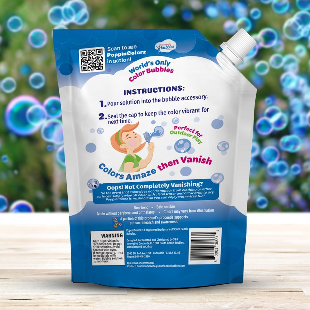 PoppinColorz Color Bubbles Blazin' Blue 14oz Refill Pouch  2