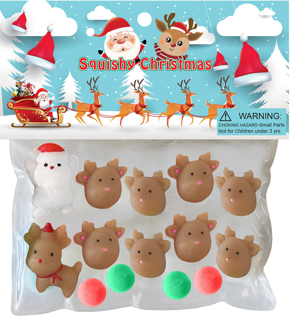 Taba-Zaba Squishy Christmas Santa with Reindeer 10 pc 1