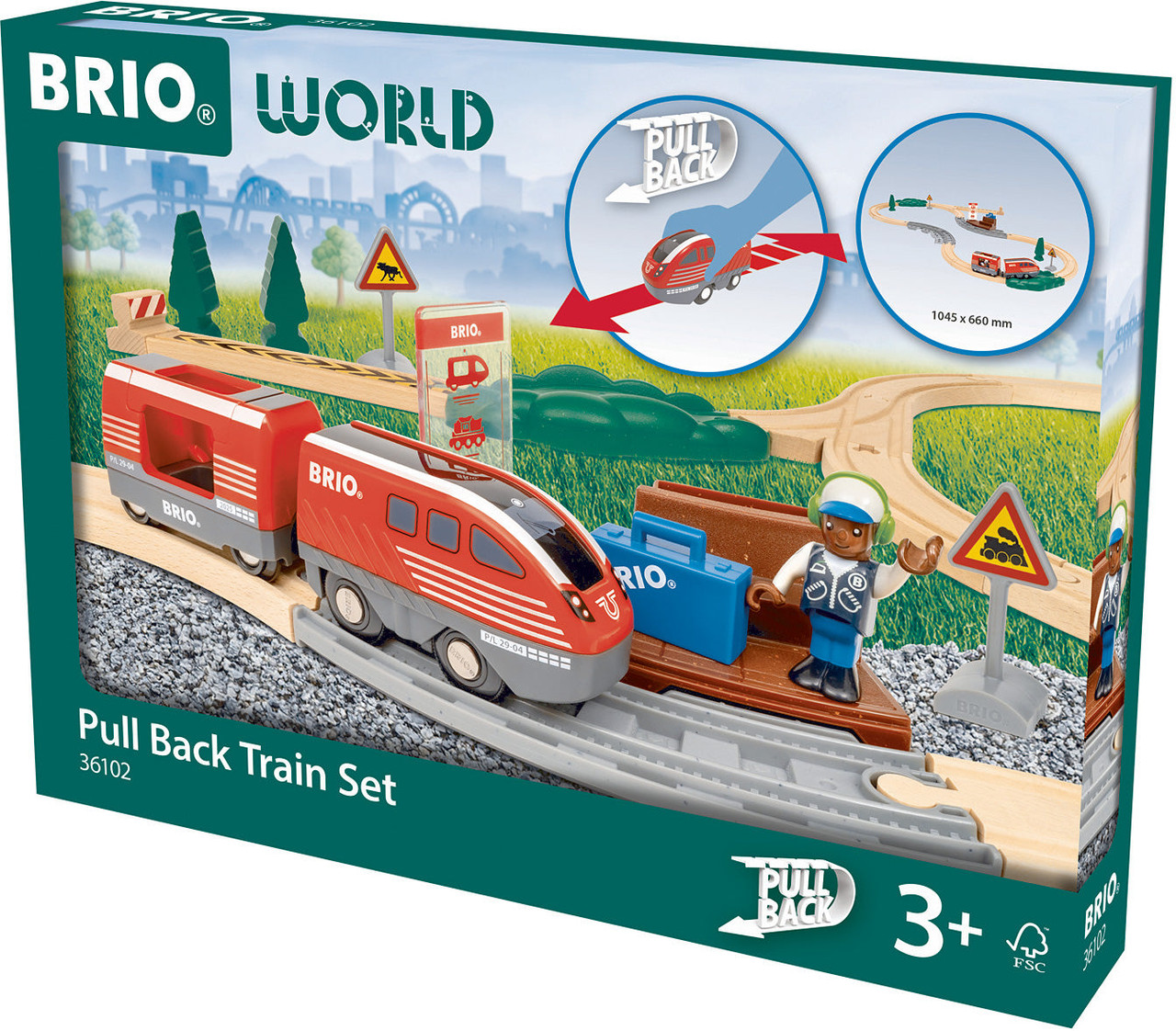 BRIO World Pull Back Train Set 2