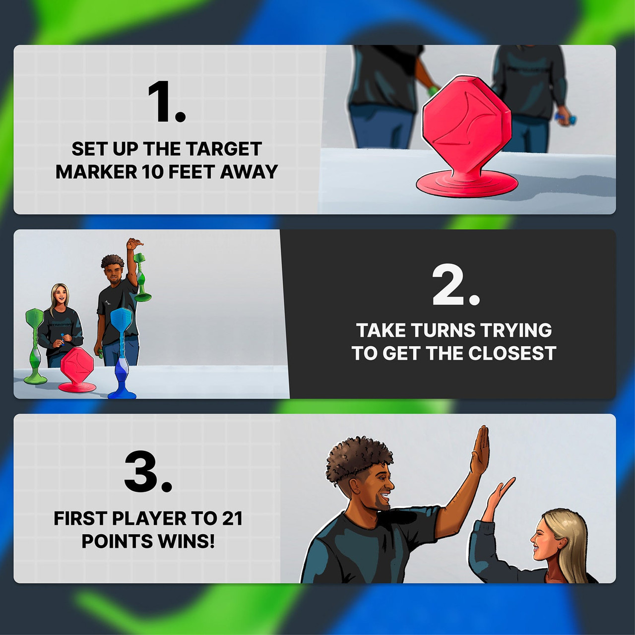 Popdarts Rookie - Blue & Green 3 Popdarts Rookie - Blue & Green 3