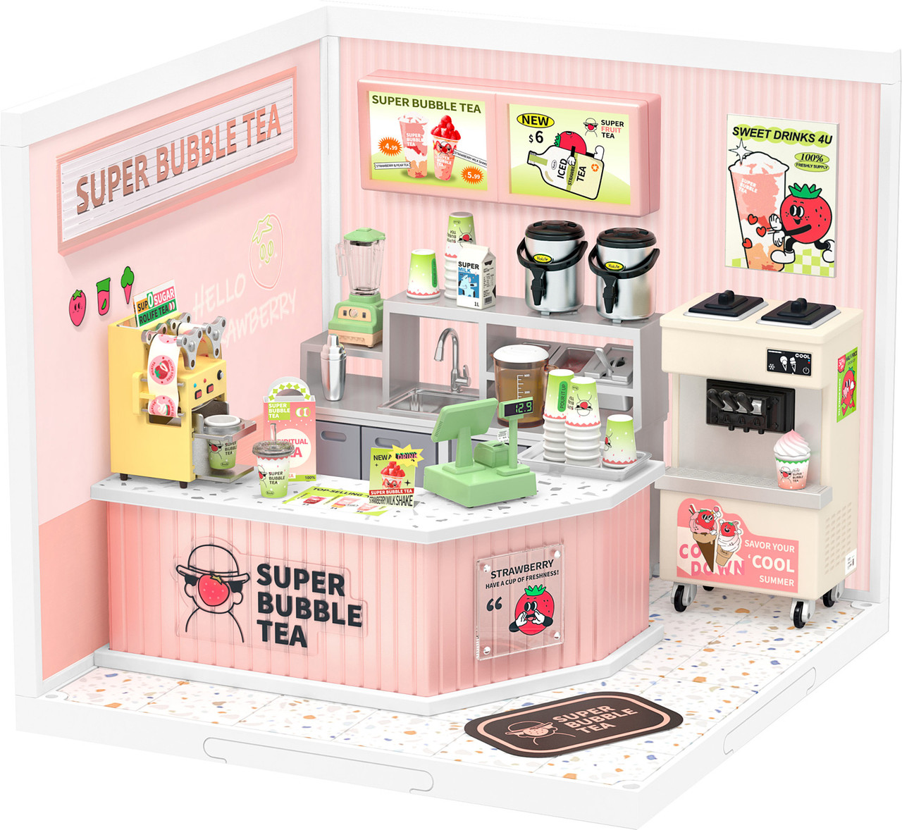 Super Creator Double Joy Bubble Tea DIY Miniature House Kit 2