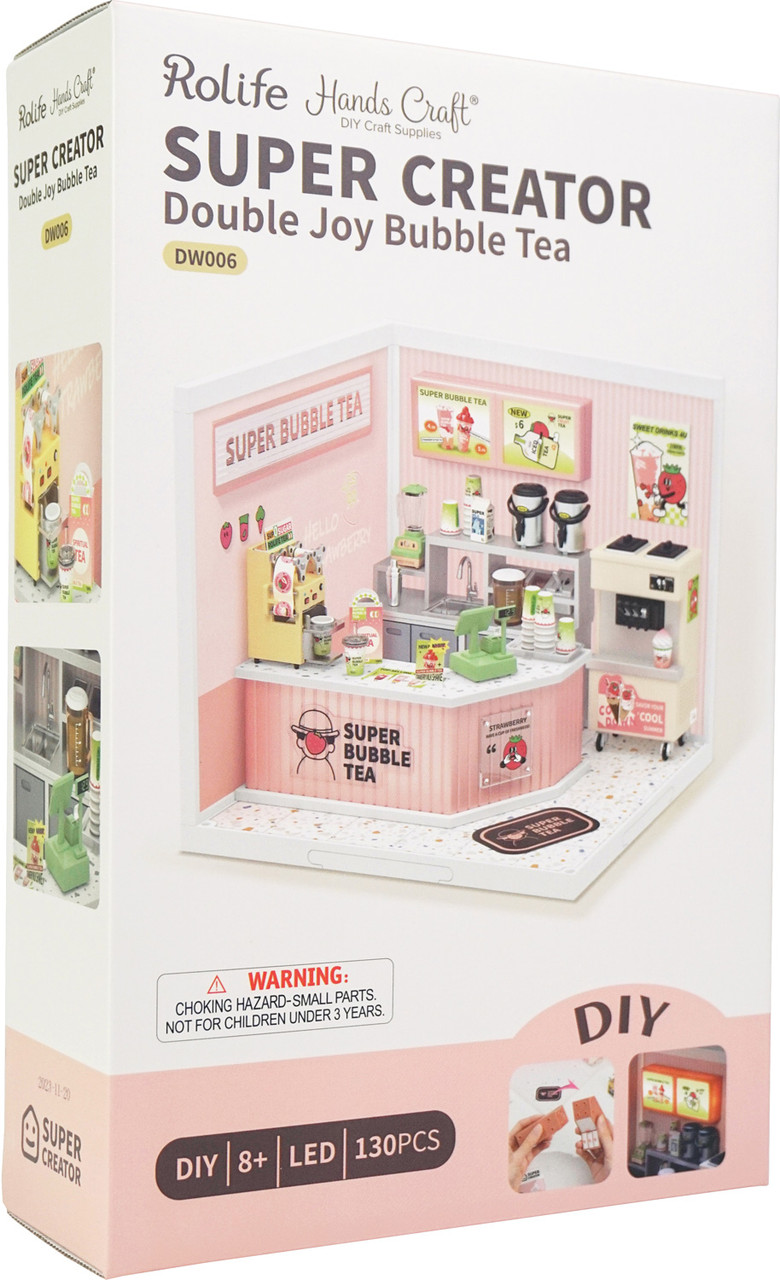 Super Creator Double Joy Bubble Tea DIY Miniature House Kit 3