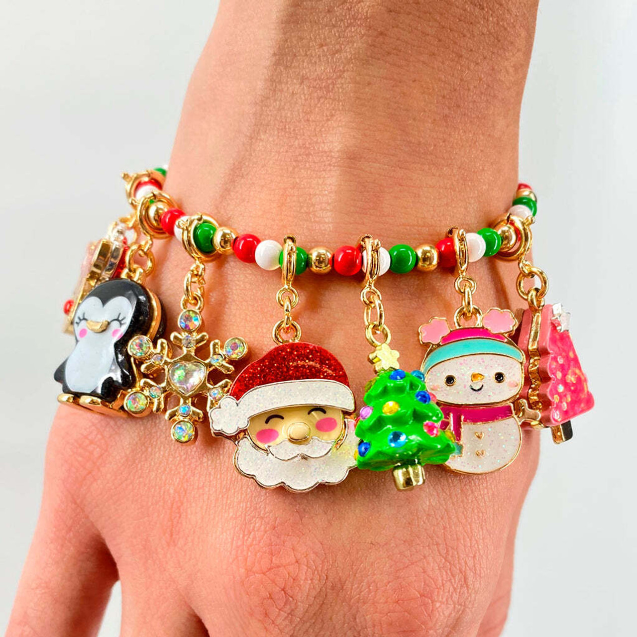Gold Christmas Stretch Bead Bracelet 2 Gold Christmas Stretch Bead Bracelet 2