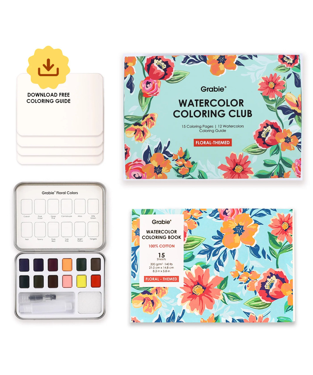 Watercolor Coloring Club Box Floral