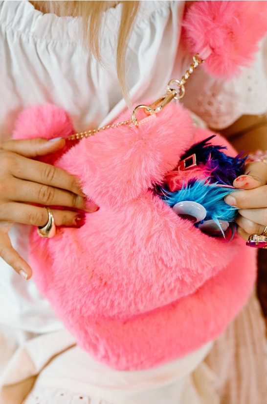 Pinky Promise Furry Fuchsia Purse 3