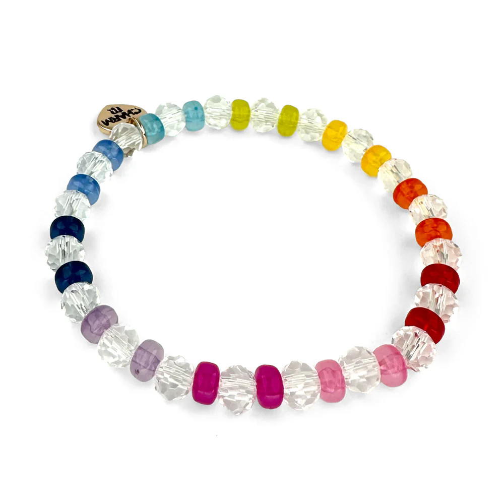 Clear Rainbow Stretch Bead Bracelet