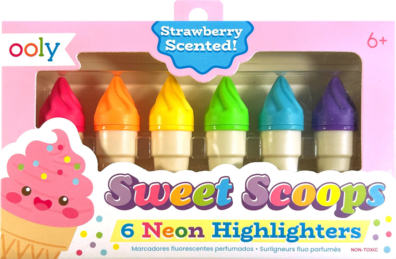 Sweet Scoops Scented Neon Highlighters - Set of 6 1
