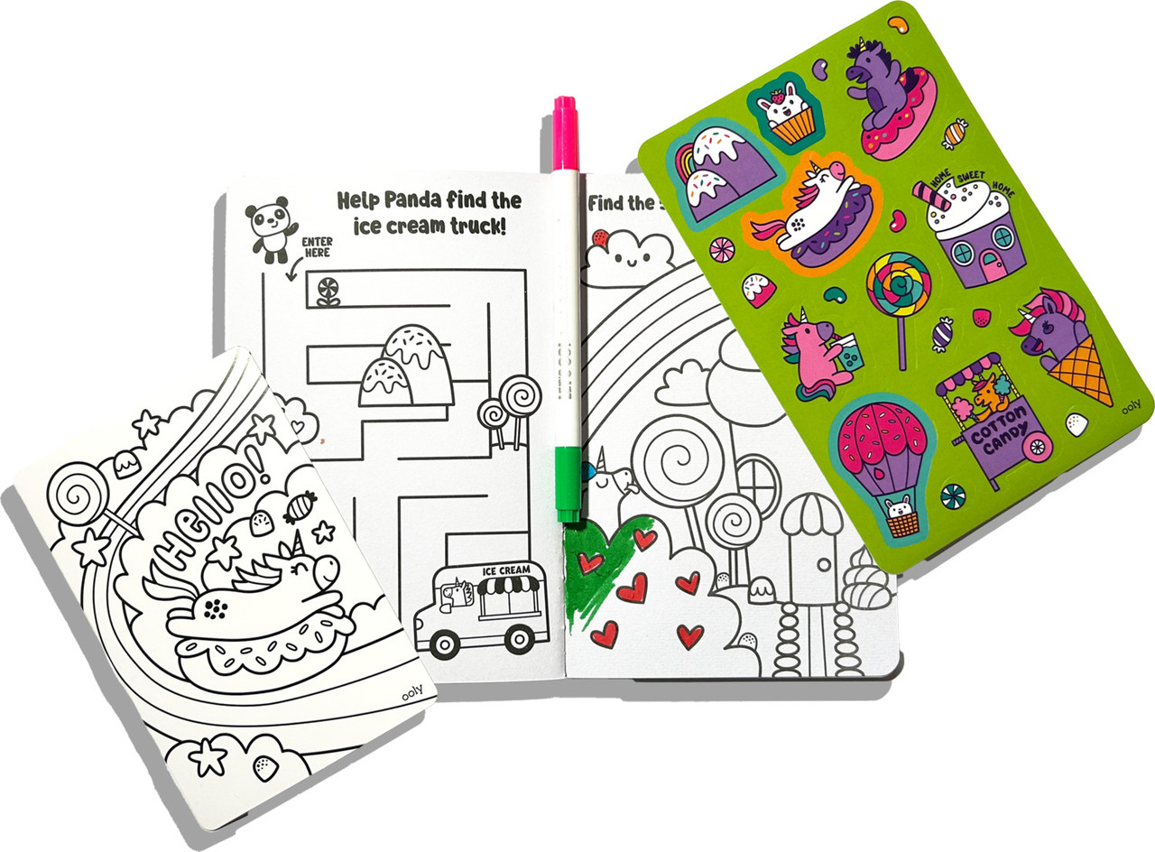 Let's Go! Activity & Coloring Kit - Unicorn Candy Town 4