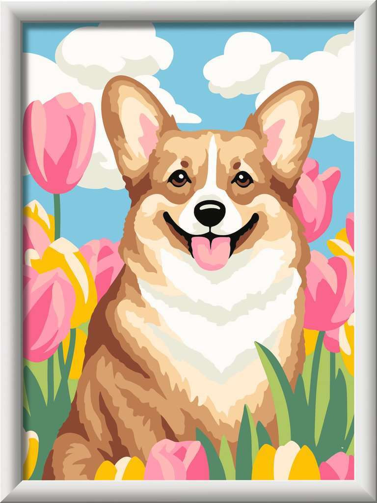 CreArt: Floral Corgi 7x10 1