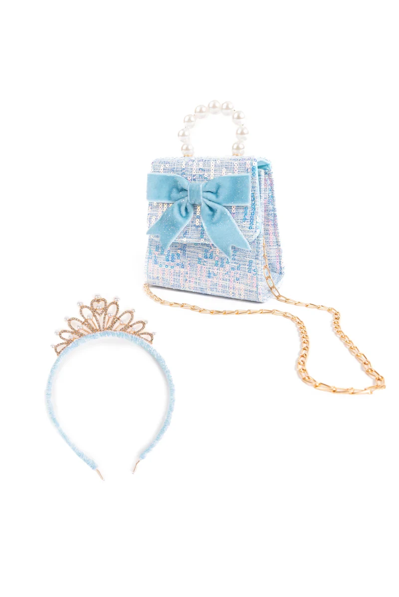 Mademoiselle Blue Mini Purse With Headband
