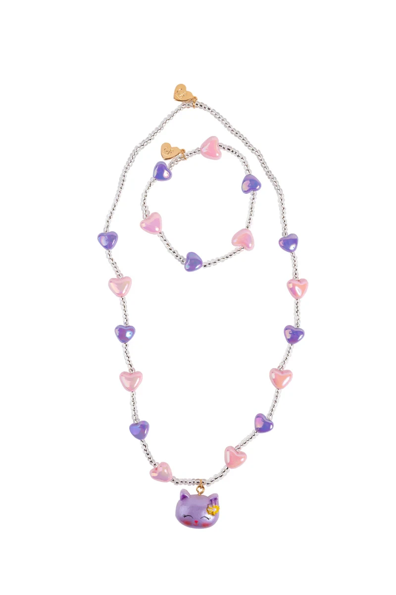 Lovely Kitty Necklace And Bracelet Set