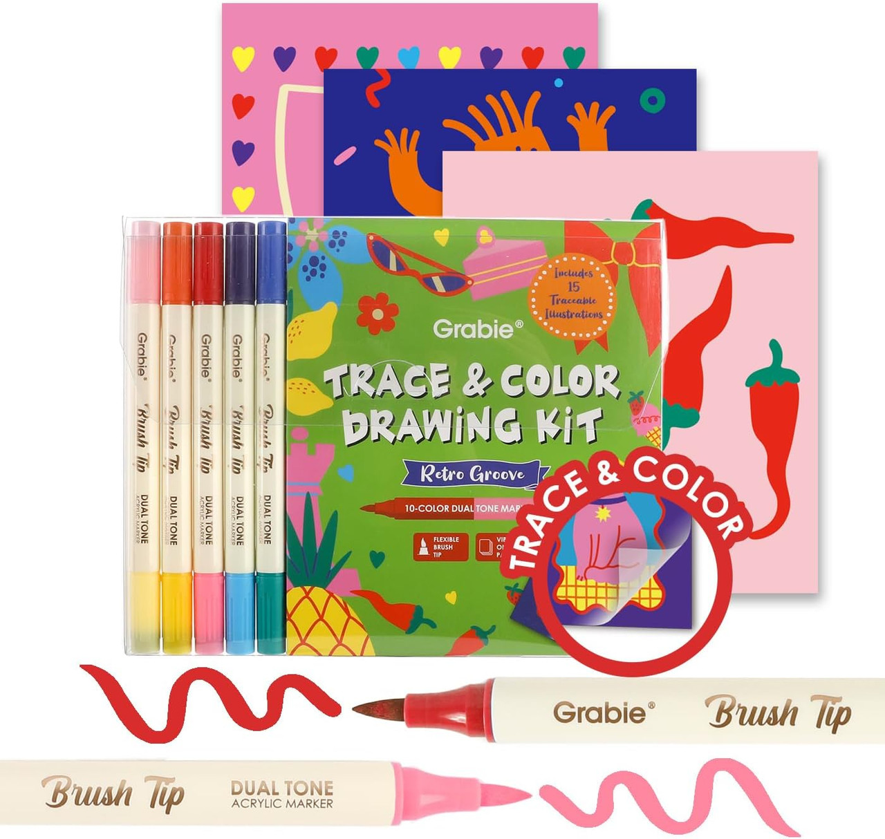 Retro Groove Trace And Color Drawing Kit