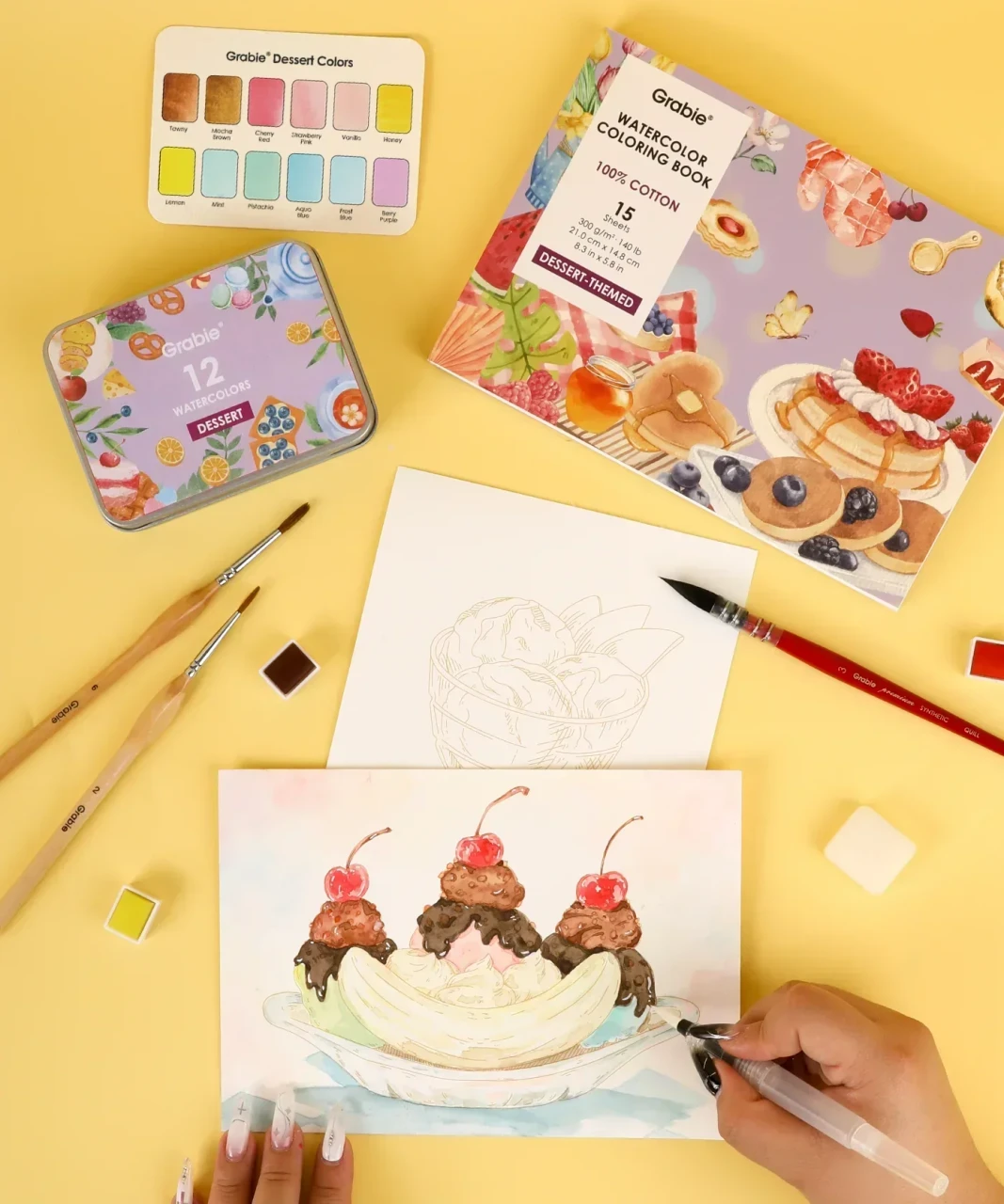 Dessert Watercolor Coloring Box