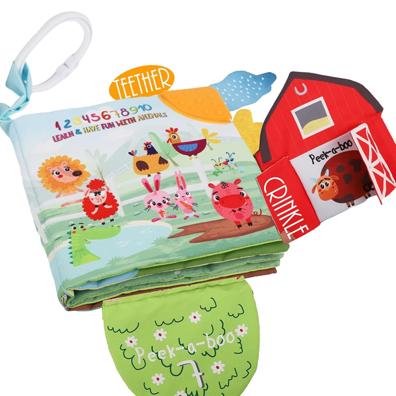 Farm & Jungle Cloth Book With Teether
