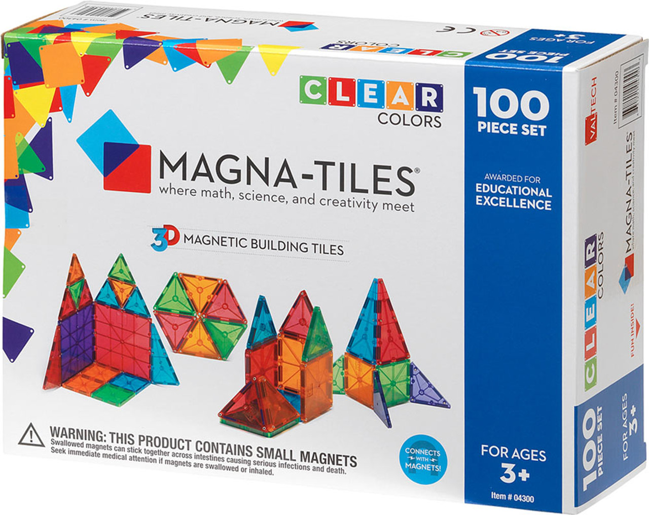 Magna-Tiles<U+0099> Clear Colors 100 Piece Set 1