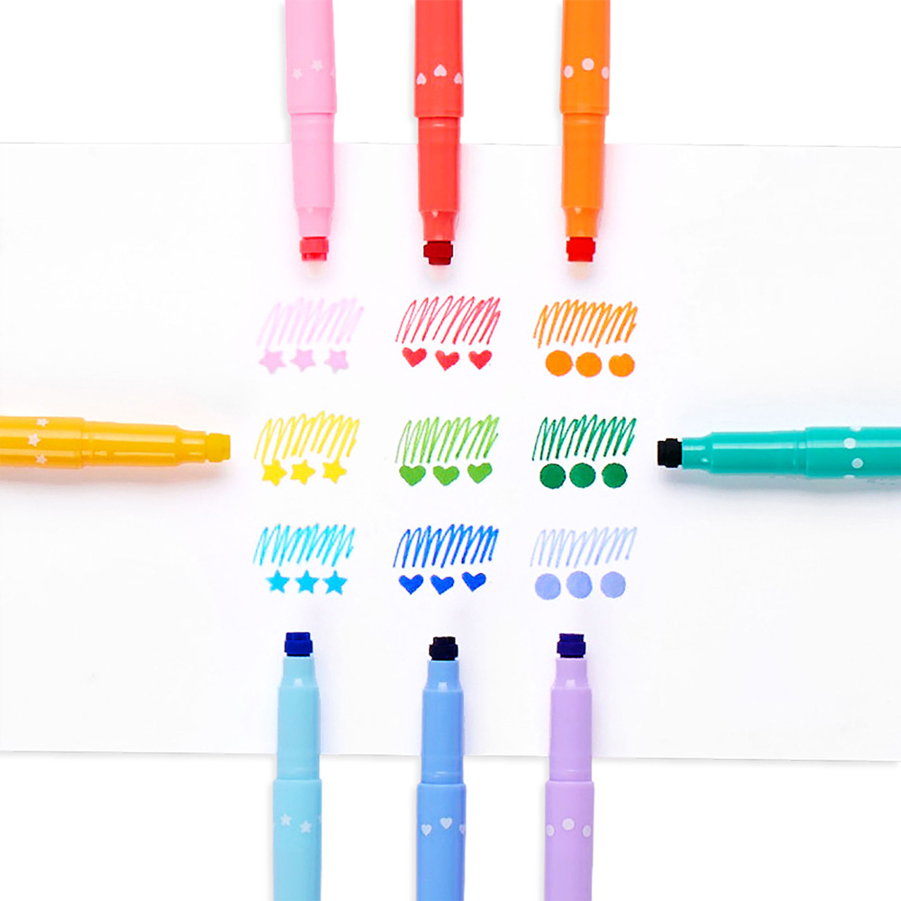 Confetti Stamp Double-Ended Markers - Set of 9 3