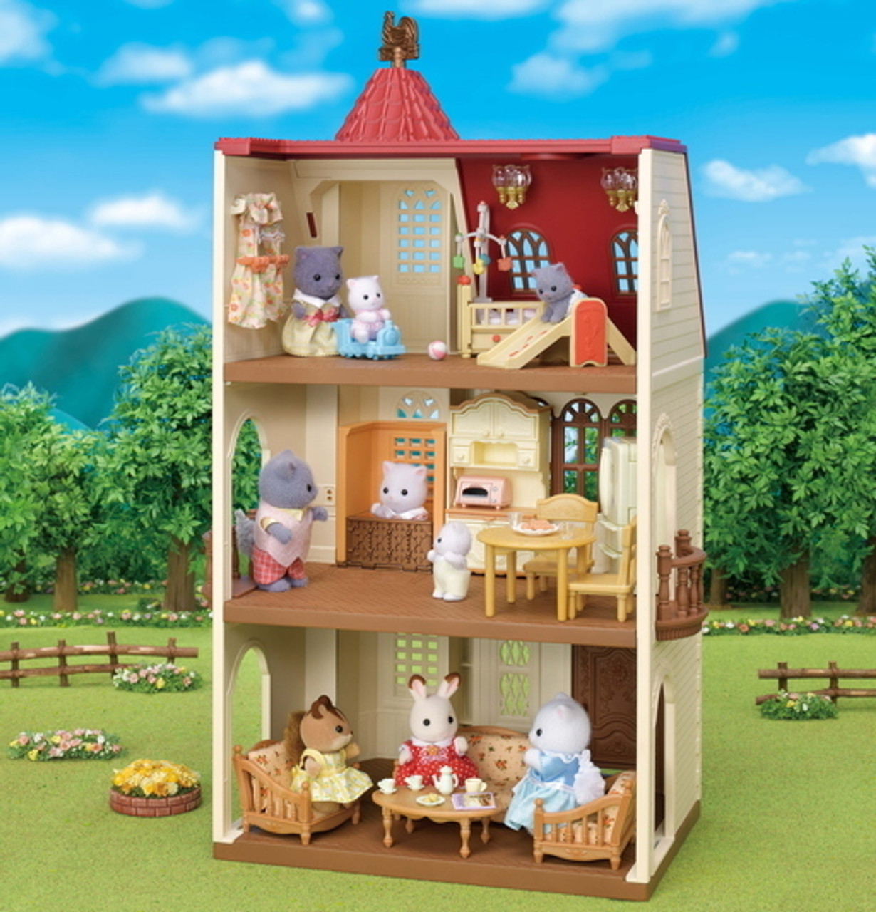 Red Roof Tower Home - PlayMatters Toys