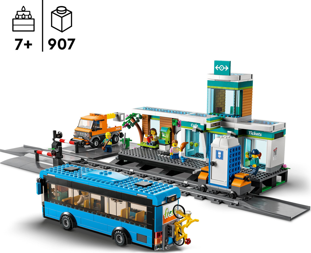 LEGO City Train Station Building Set with Bus 4