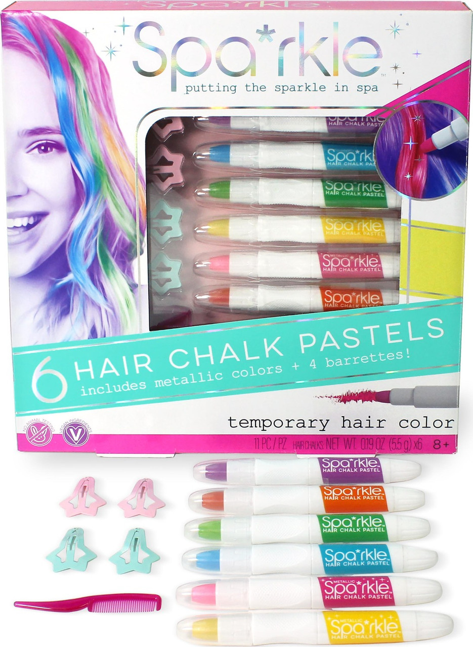 Sparkle Hair Chalk Pastels And Barrettes Set 3