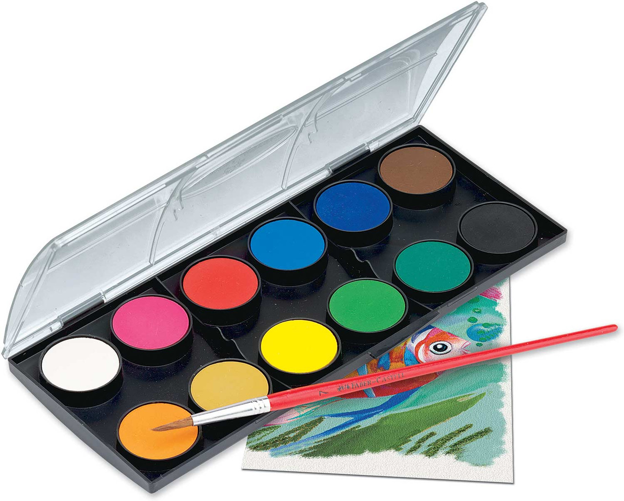 12 ct Watercolor Paint Set (cakes) with free brush 2