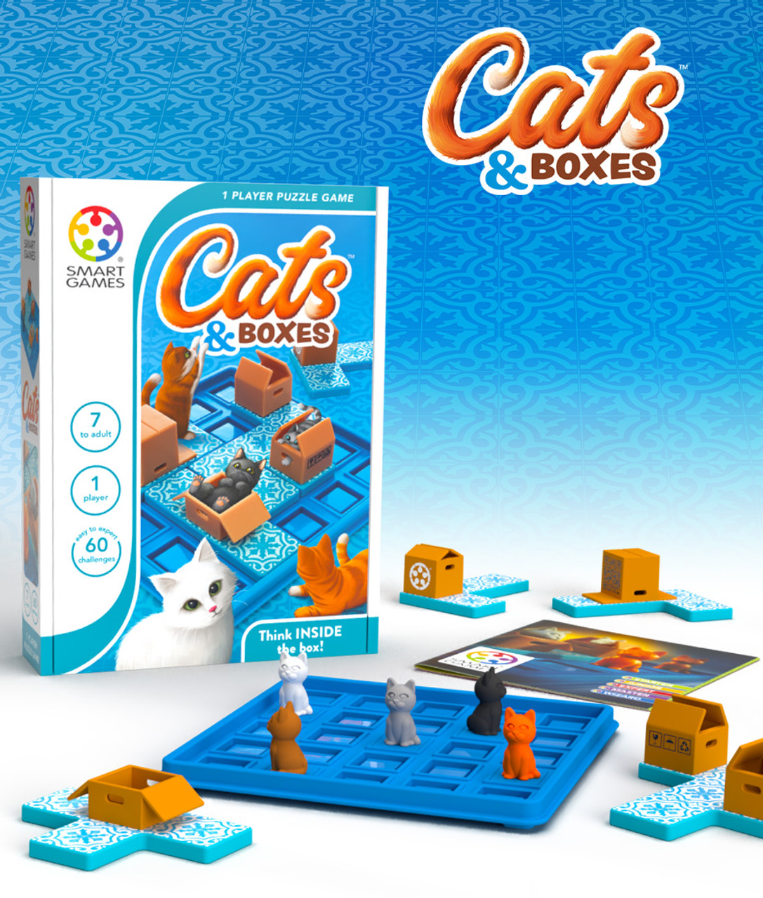 Travel-Friendly Educational Toys: Cats & Boxes features 60 challenges in a compact size and portable travel case.