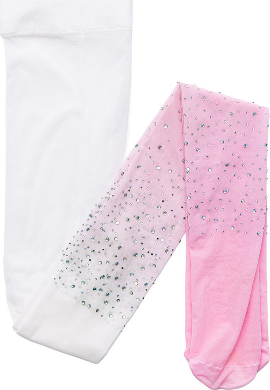 Rhinestone Tights Ombre Pink/White 1