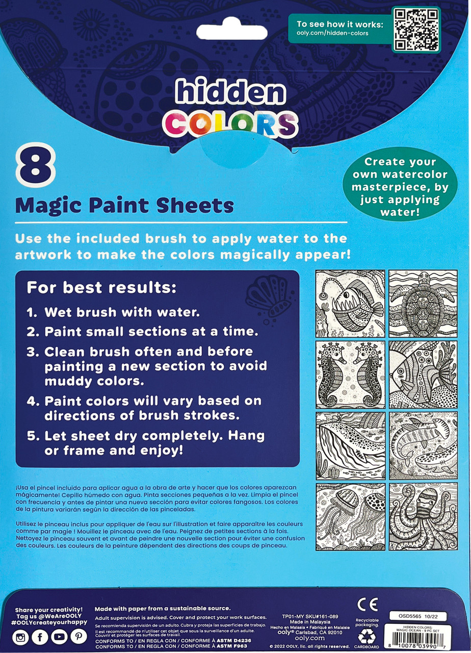 Hidden Colors Magic Paint Sheets (9 PC Set)- Magic Ocean 2