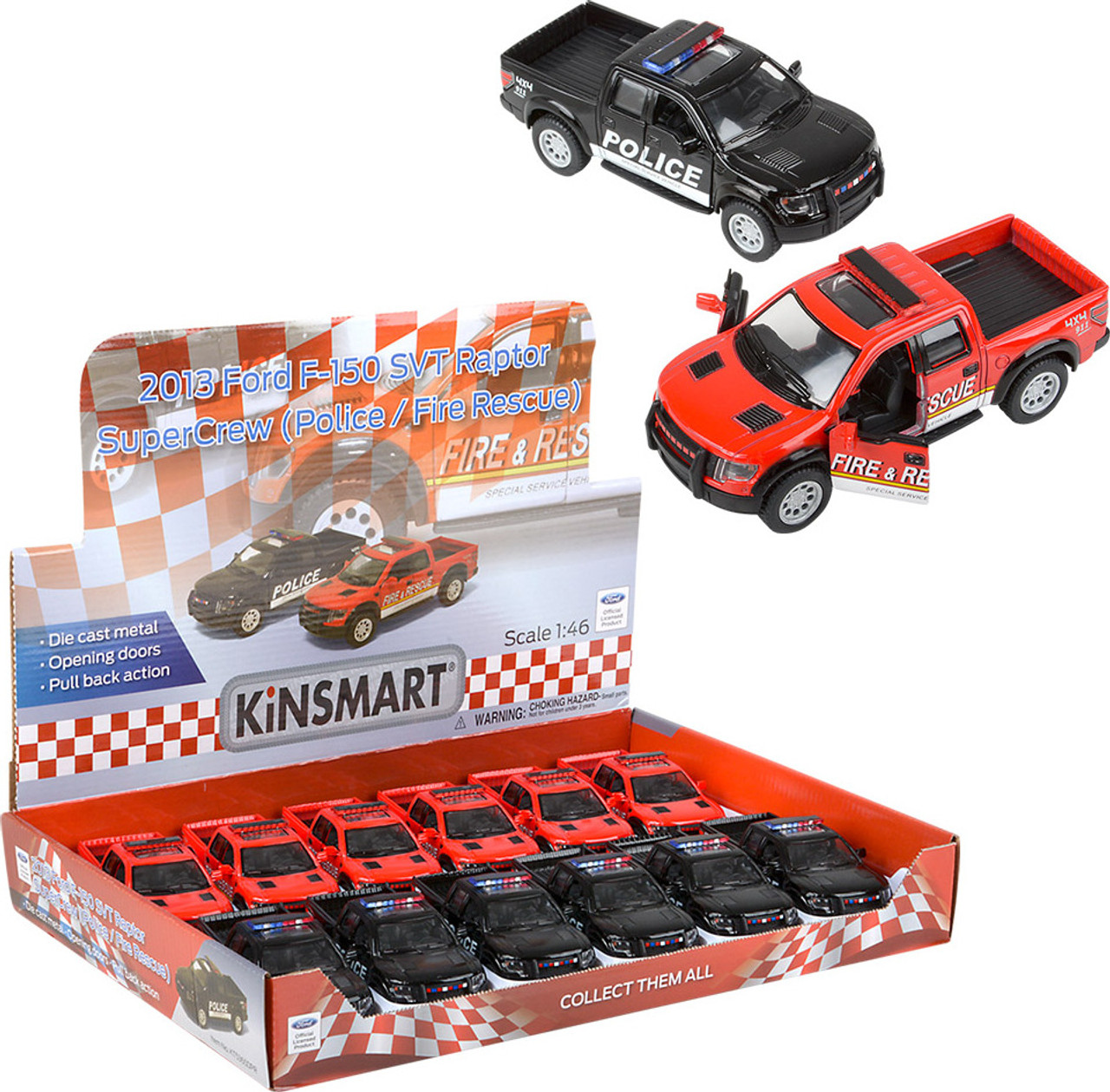 5\" Die-cast Pull Back 2013 Ford F-150 Police And Fire 1