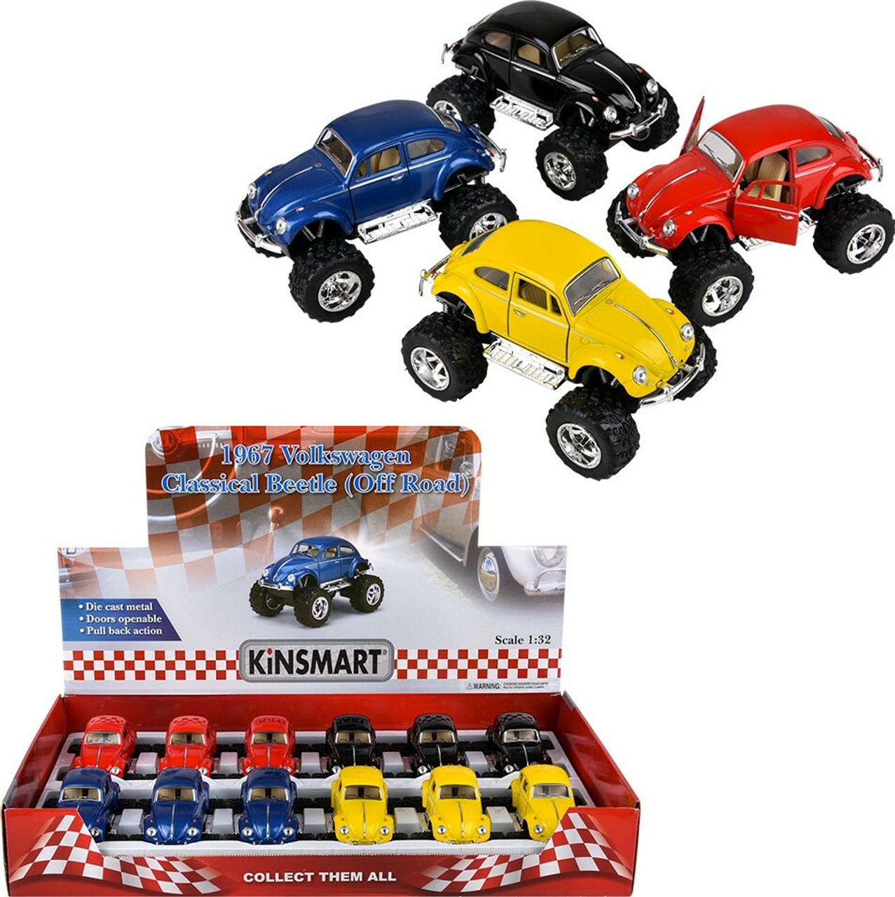 5\" Diecast Pull Back Big Wheel VW Beetle (assortment - sold individually) 1